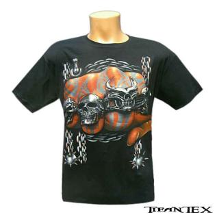 Tričko Four skulls (čierne rockerské a motorkárske tričko)