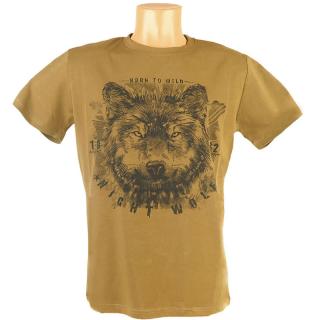 Tričko Night Wolf khaki (Pánske tričko s potlačou)