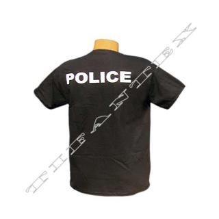 Tričko POLICE (čierne bavlnené pánske tričko)