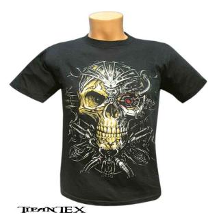 Tričko Skull Terminator (čierne motorkárske  a rockerské tričko)