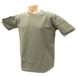 tričko US MFH s vreckami na rukávoch oliva (taktické tričko s velcro panelmi z army shopu nitra tifantex)