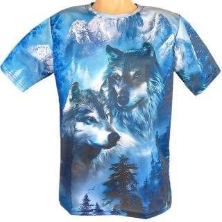 Tričko Vlk zima (Pánske tričko s celoplošnou potlačou - materiál 100% polyester)