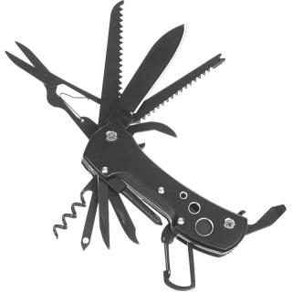 Turistický nôž multifunkčný čierny (Skladací nôž vreckový Multitool)