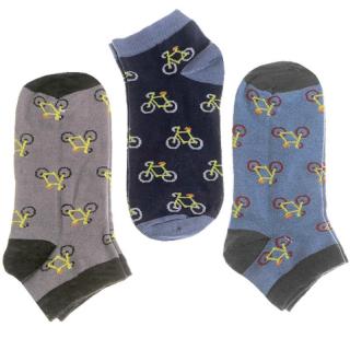 Veselé ponožky Bicykel pánske 3páry (Vtipné ponožky pre mužov Happy členkové)