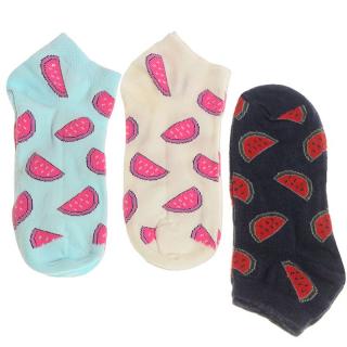 Veselé ponožky Melón dámske 3páry (Vtipné ponožky melónové Happy členkové pre ženy)