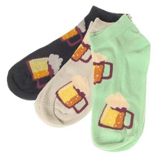 Veselé ponožky Pivo pánske 3páry (Vtipné ponožky pre mužov Happy členkové)