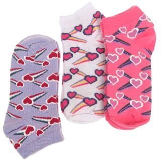 Veselé ponožky Srdiečka dámske 3páry (Vtipné ponožky srdiečko Happy členkové pre ženy)