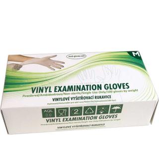 Vinylové rukavice pudrované VINYL 1pár (Ochranné rukavice s púdrom 2ks MediGloves)