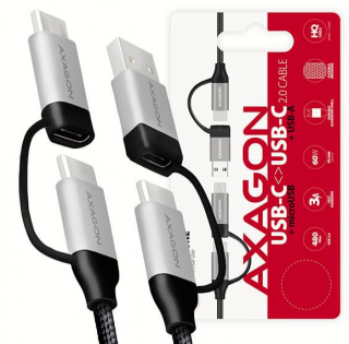 AXAGON 4in1 kabel USB-C microUSB, USB-A BUCMM-CAM10