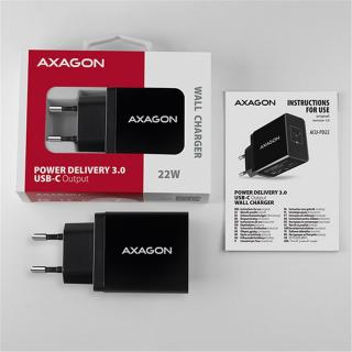 AXAGON ACU-PD22, PD 22W, 1x USB-C port, PD3.0/QC3.0/AFC/FCP/Apple nabíjačka