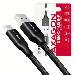 AXAGON BUCM3-AM20B, SUPERSPEED kabel USB-C  USB-A 3.2 Gen 1, 2m, 3A, oplet, černý USB-A 3.2 Gen 1, 1m, 3A, oplet, šedý USB-C 3.2 Gen 2, 1m, (BUCM3-AM20B)