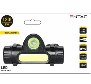 ENTAC EHL-3W-180R Čelovka 3W so vstavanou batériou 18650