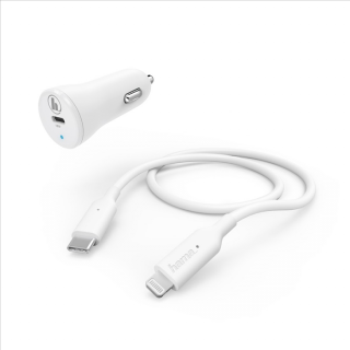 Hama set rýchla USB nabíjačka do vozidla USB-C PD 18 W + kábel USB-C Lightning 1 m (HAMA 183297)