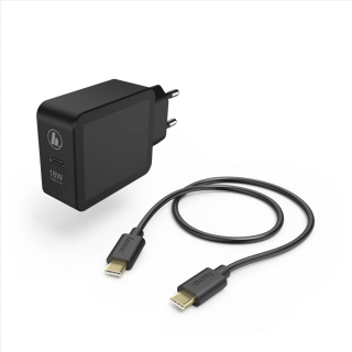Hama set rýchla USB nabíjačka USB-C PD/QC 3.0 18 W + kábel USB C-C 1,5 m ( hama 183326)
