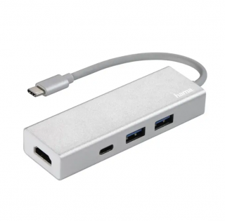 Hama USB-C 3.1 hub Aluminium, 2x USB-A, USB-C, HDMI (hama 135756)