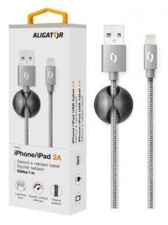 Kabel USB Apple  ALIGATOR DATKP05 2A (ALIGATOR PREMIUM Datový kabel 2A, Lightning šedý)