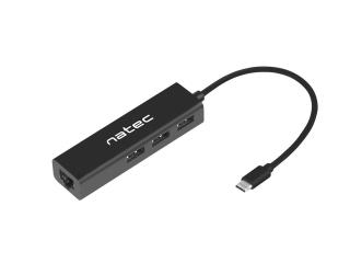 Natec Butterfly USB-C rozbočovač 3x USB 2.0 HUB + RJ45 (NHU-1451)