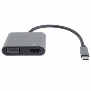PremiumCord MST adaptér USB-C na HDMI + VGA, rozlišení 4K a FULL HD 1080p redukcia (ku31hdmi19)