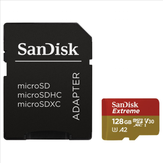 SanDisk Extreme micro SDXC 128 GB 160 MB/s A2 C10 V30 UHS-I U3, adapte,pre akčné kameryNAHR.ZA173419 (HAMA  183535)