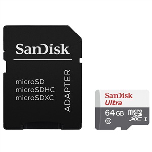 Sandisk pam. karta Ultra microSDXC 64 GB 80 MB/s Class 10 UHS-I, Adaptér (HAMA kód:   173461)