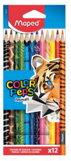 Farebné ceruzky MAPED Color Peps  Animals  trojhranné/12 farebná súprava