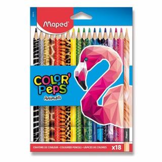 Farebné ceruzky MAPED Color Peps  Animals  trojhranné/18 farebná súprava