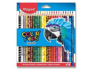 Farebné ceruzky MAPED Color Peps  Animals  trojhranné/24 farebná súprava