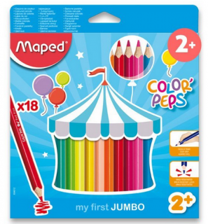 Farebné ceruzky MAPED Color Peps Jumbo trojhranné/18 farebná súprava