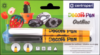 Popisovač CENTROPEN 2628/2 Decor Pen Outline bielo-čierny