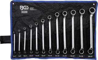 BGS 30200, Sada oboustranných očkových klíčů | prodloužené, zalomené | 6 - 32 mm | 12dílná