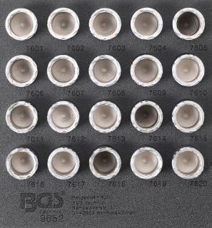 BGS9652 | Zásobník náradia 1/6: Sada nástrčných hlavíc pre zámky ráfikov pre Volvo | 20 ks