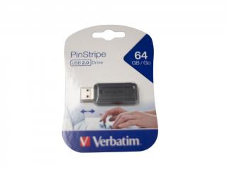 USB Flash 2.0 64 GB PIN STRIPE Store'n'Go čierny Verbatim P-blist
