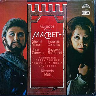 3xLP Verdi - Milnes, Cossotto, Carreras, Raimondi, Mutti ‎– Macbeth (V kartonovém boxu včetně knížky (20 stran). Všechny tři desky jsou ve velmi pěkném stavu, pár jemných vlásenek. Box taky pěkný s několika povrchovými oděrkami.)