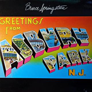LP Bruce Springsteen ‎– Greetings From Asbury Park N.J. (Deska v pěkném stavu, lesklá, pouze několik velmi jemných vlásenek. Bezvadný čistý zvuk i v mezerách mezi skladbami. Obal v bezvadném stavu. Vzácné české vydání.)