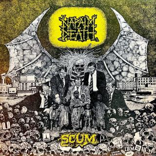 LP Napalm Death – Scum (První vydání včetně (trochu obnošené) promo samolepky. Bez přílohy.)