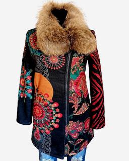 Design Eva kabát dámsky zimný horčicový-kožušina