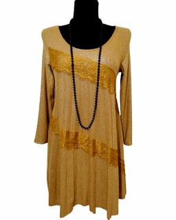 Design Eva šaty dámske zimné plisované zlaté