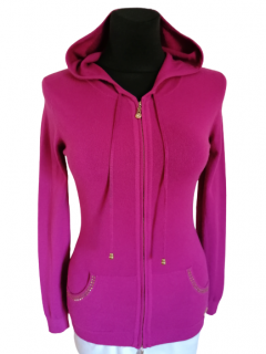 Design Eva sveter dámsky elegantný fialový s kapucňou na zips