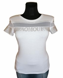 Design Eva tričko športové dámske biele kamienkové