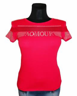 Design Eva tričko športové dámske červené kamienkové