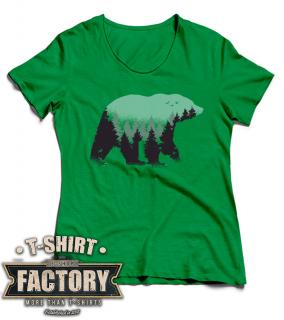 Dámske tričko s potlačou Bear forest