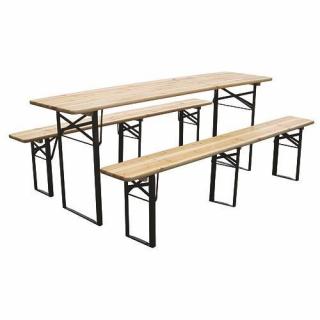 Pivný set stôl + lavičky DORTMUND Medium3 (stôl 200x50x77 cm, 2x lavica 200x25x47 cm)