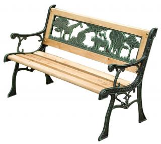 Záhradná lavička MINI JUMANJI, kov/drevo, malá (82 x 39 x 50 cm)