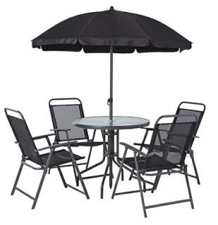 Záhradný set LETICIA GREY (stôl 85x71 cm, 4x stolička 74x53x91 cm, dáždnik 180 cm)