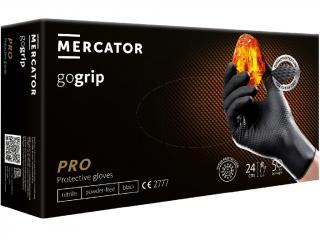 MERCATOR® GOGRIP - Nitrilové rukavice, bez púdra, 50 ks, čierné Velikost: L