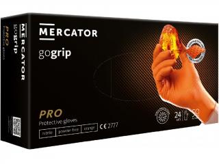 MERCATOR® GOGRIP - Nitrilové rukavice, bez púdra, 50 ks, oranžové Velikost: L