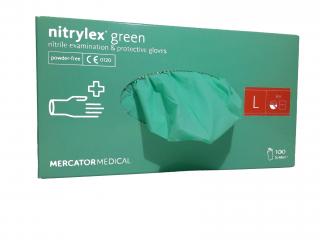 NITRYLEX GREEN - Nitrilové rukavice (bez púdru) zelené nesterilné - 100 ks Velikost: L