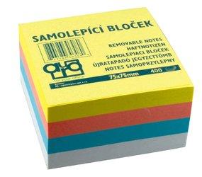 Samolepiaci blok (post IT) listy 7,5 x 7,5 cm / 4 farby po 100 listoch