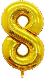 Fóliový balón narodeninové číslo 8, zlatý 46cm