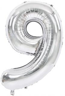 Fóliový balón narodeninové číslo 9, strieborný 46cm